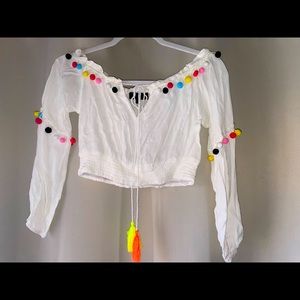 Cropped shirt with Pom poms and tassels from Portugal